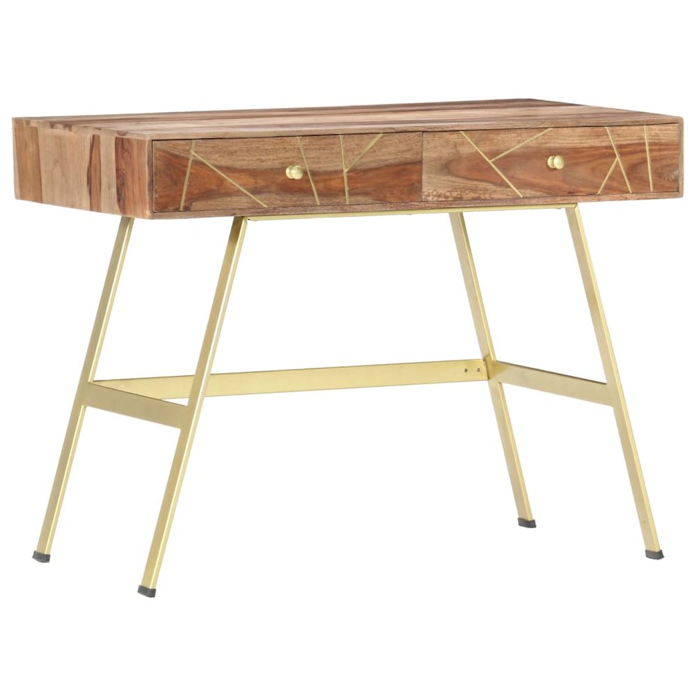Writing Desk Natural and brass Solid sheesham wood. Picture 1
