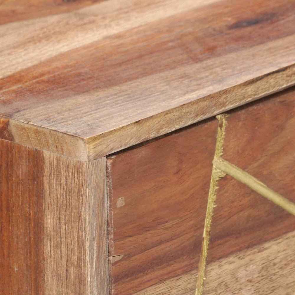 Writing Desk Natural and brass Solid sheesham wood. Picture 5