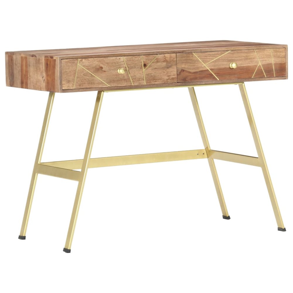 Writing Desk Natural and brass Solid sheesham wood. Picture 7