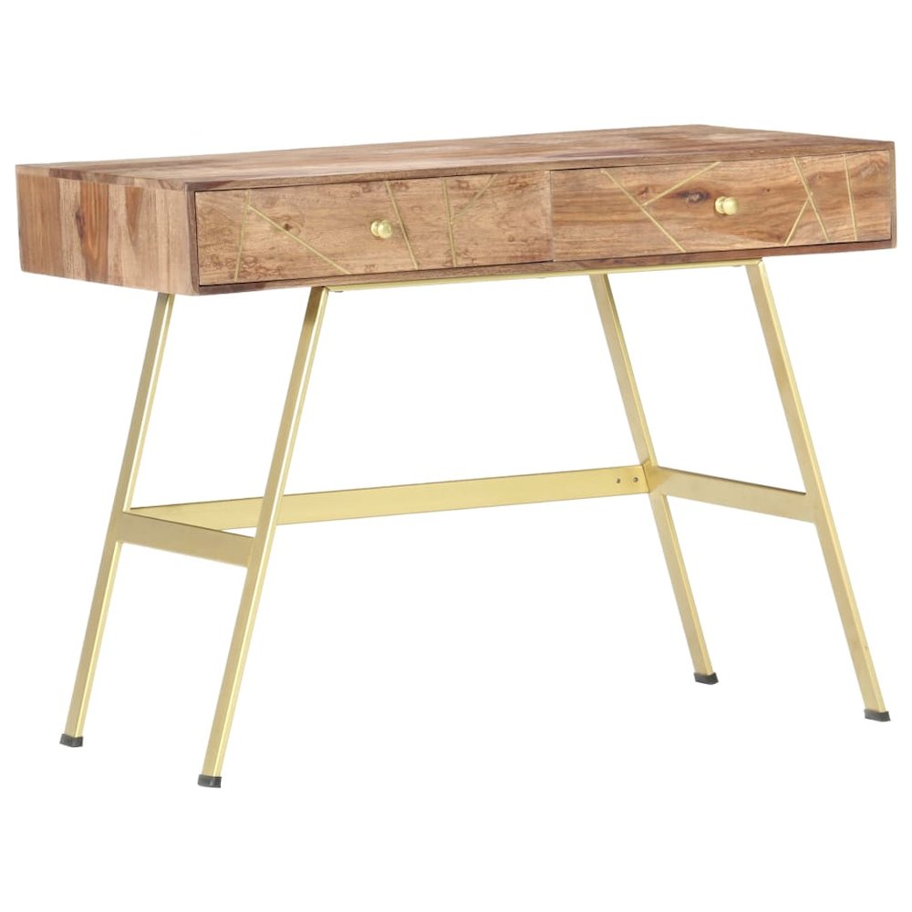 Writing Desk Natural and brass Solid sheesham wood. Picture 8