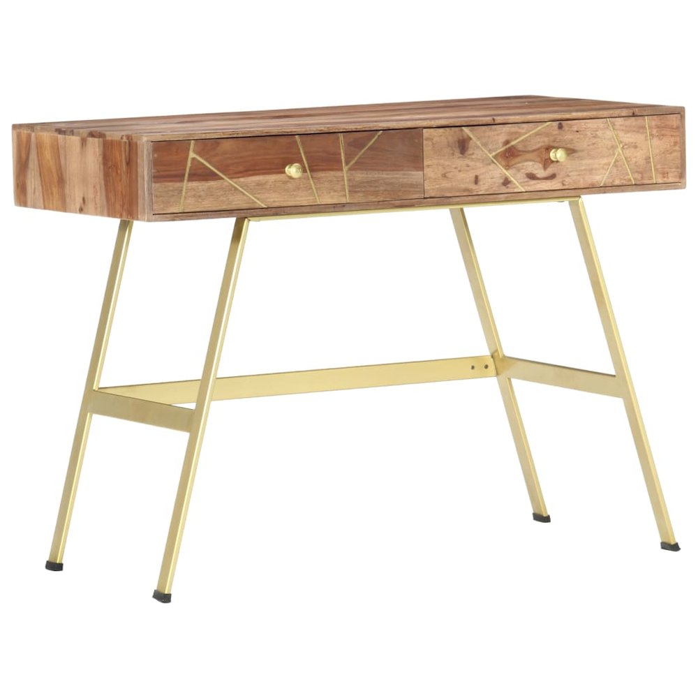 Writing Desk Natural and brass Solid sheesham wood. Picture 9
