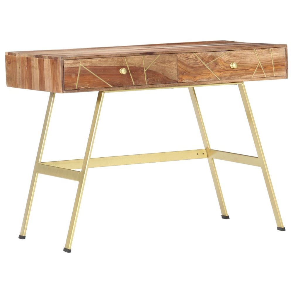 Writing Desk Natural and brass Solid sheesham wood. Picture 10