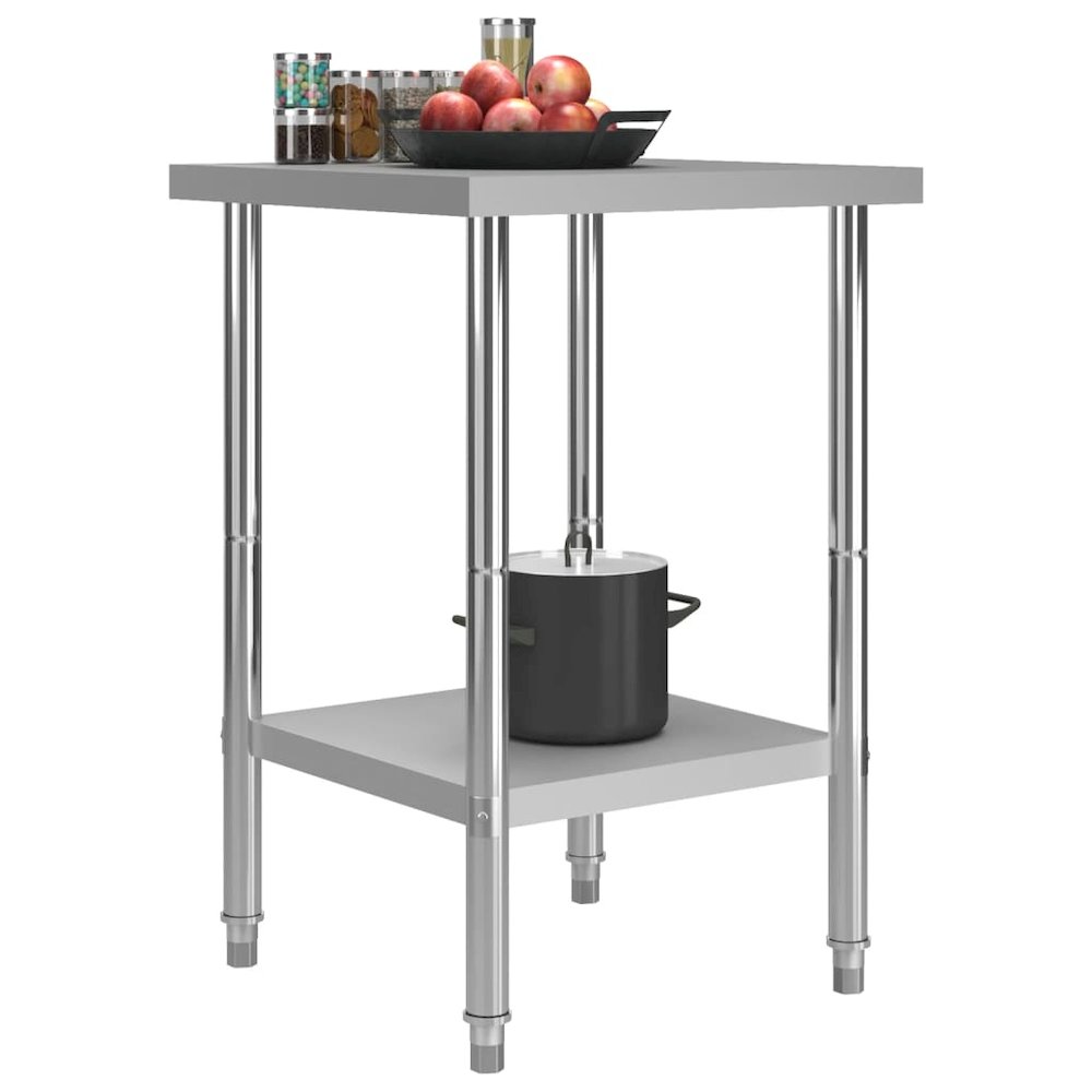 vidaXL Kitchen Work Table 23.6"x23.6"x33.5" Stainless Steel, 51184. Picture 2