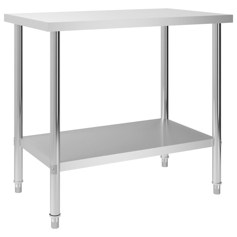 vidaXL Kitchen Work Table 39.4"x23.6"x33.5" Stainless Steel, 51188. Picture 1