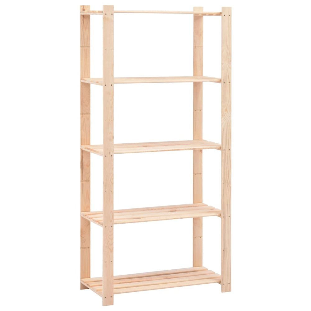 5-Tier Storage Racks 2 pcs 31.5"x15"x66.9" Solid Pinewood 551.2 lb. Picture 3