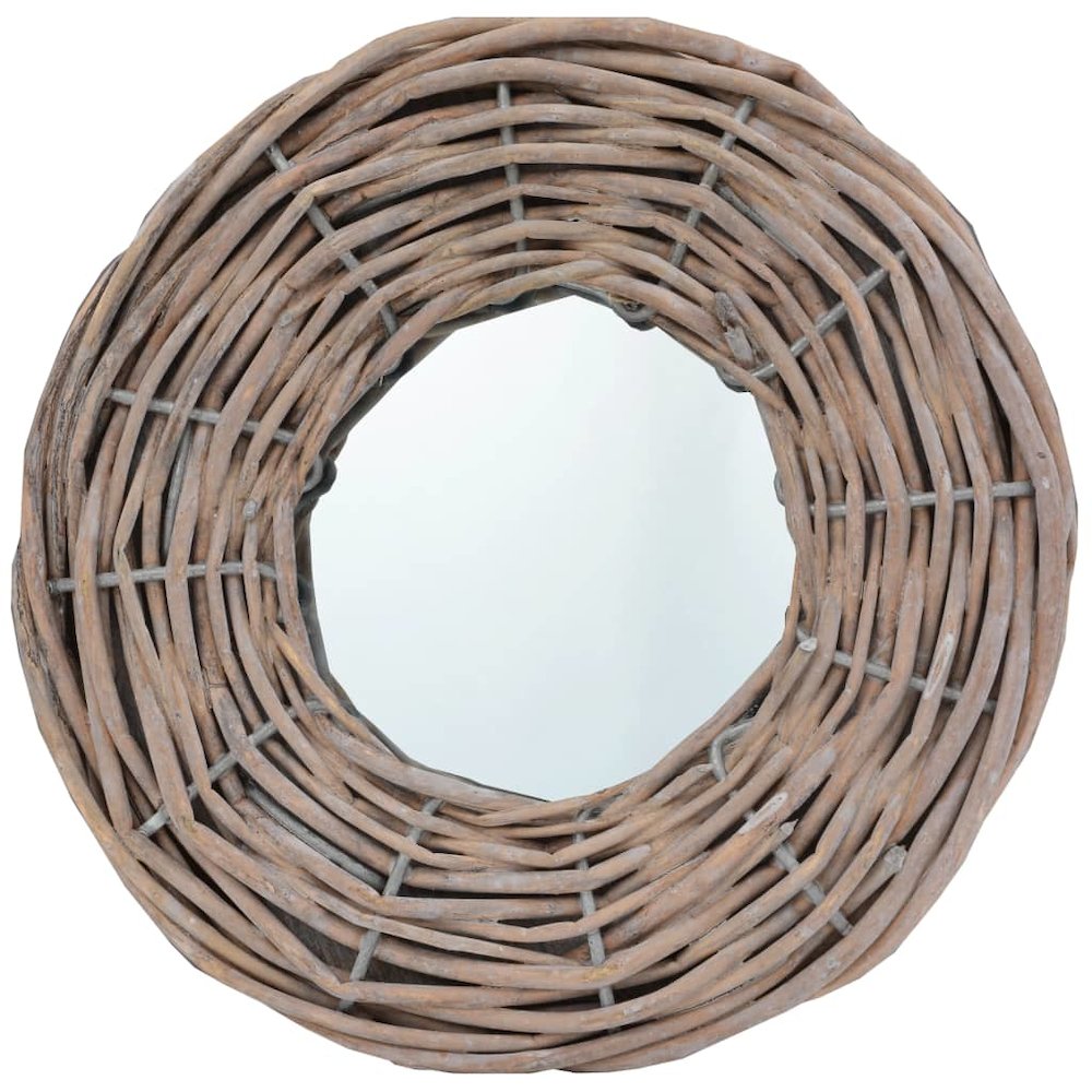 Mirror Natural Rattan Wicker 5.9 in Diameter Wall mounting. Picture 2