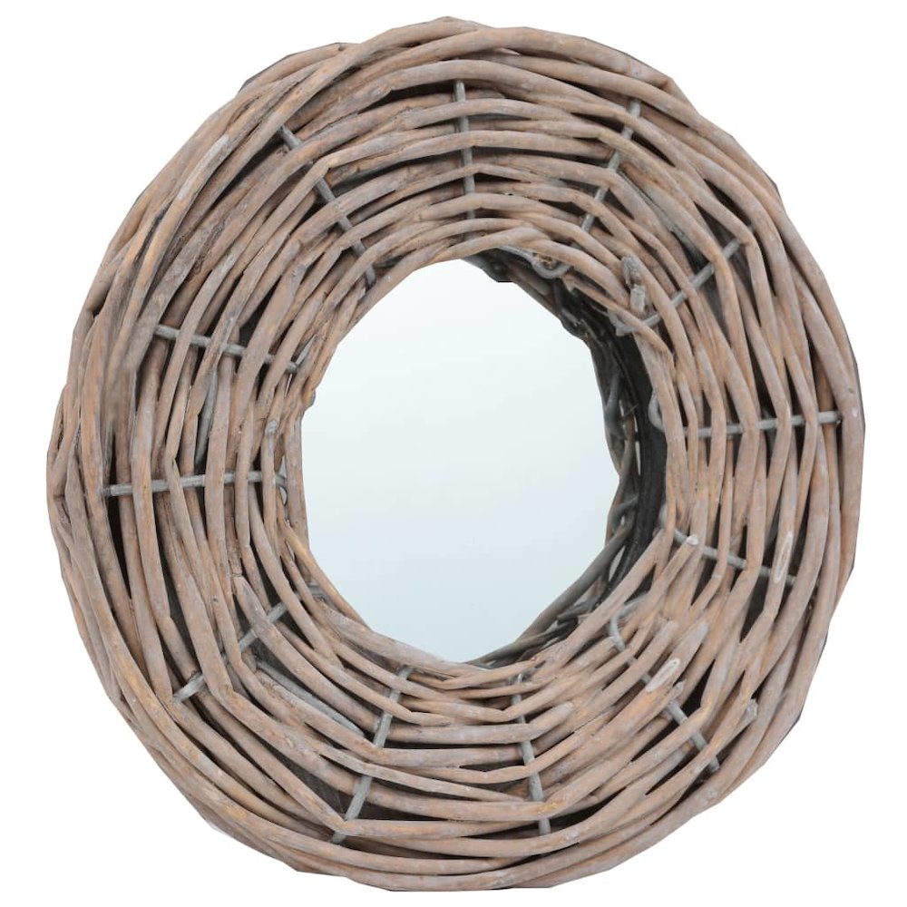 Mirror Natural Rattan Wicker 5.9 in Diameter Wall mounting. Picture 3
