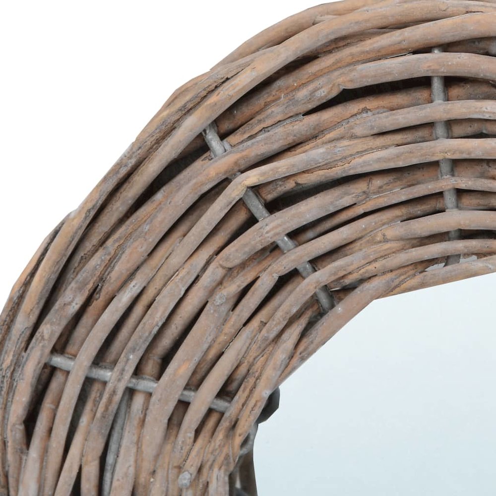 Mirror Natural Rattan Wicker 5.9 in Diameter Wall mounting. Picture 4