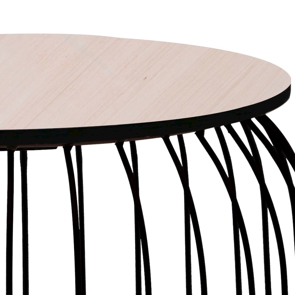 Coffee Table Set of 3 Black Metal, MDF Set of 3 Stackable. Picture 9