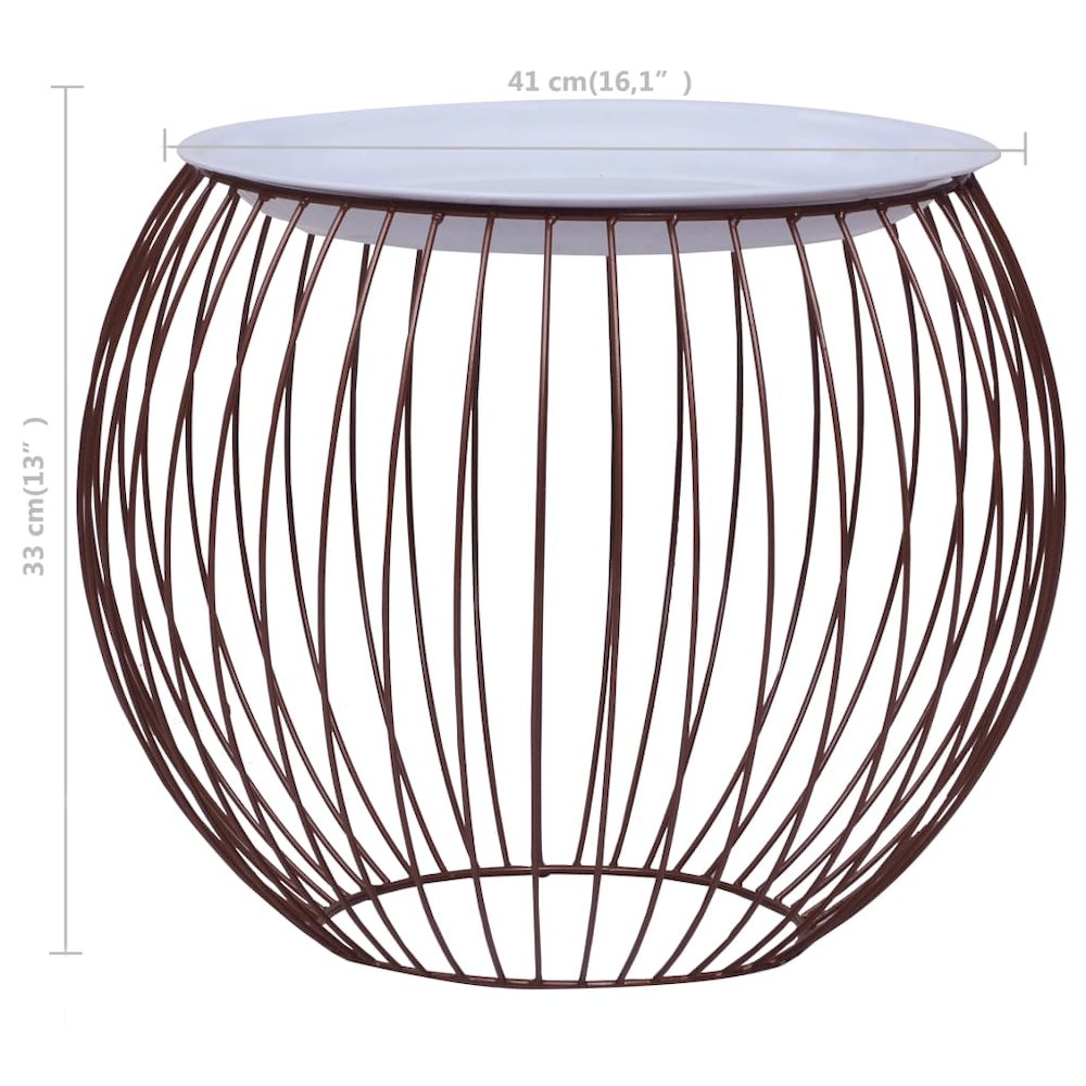 Coffee Table Gold, White Metal, MDF Compact Storage Round. Picture 6
