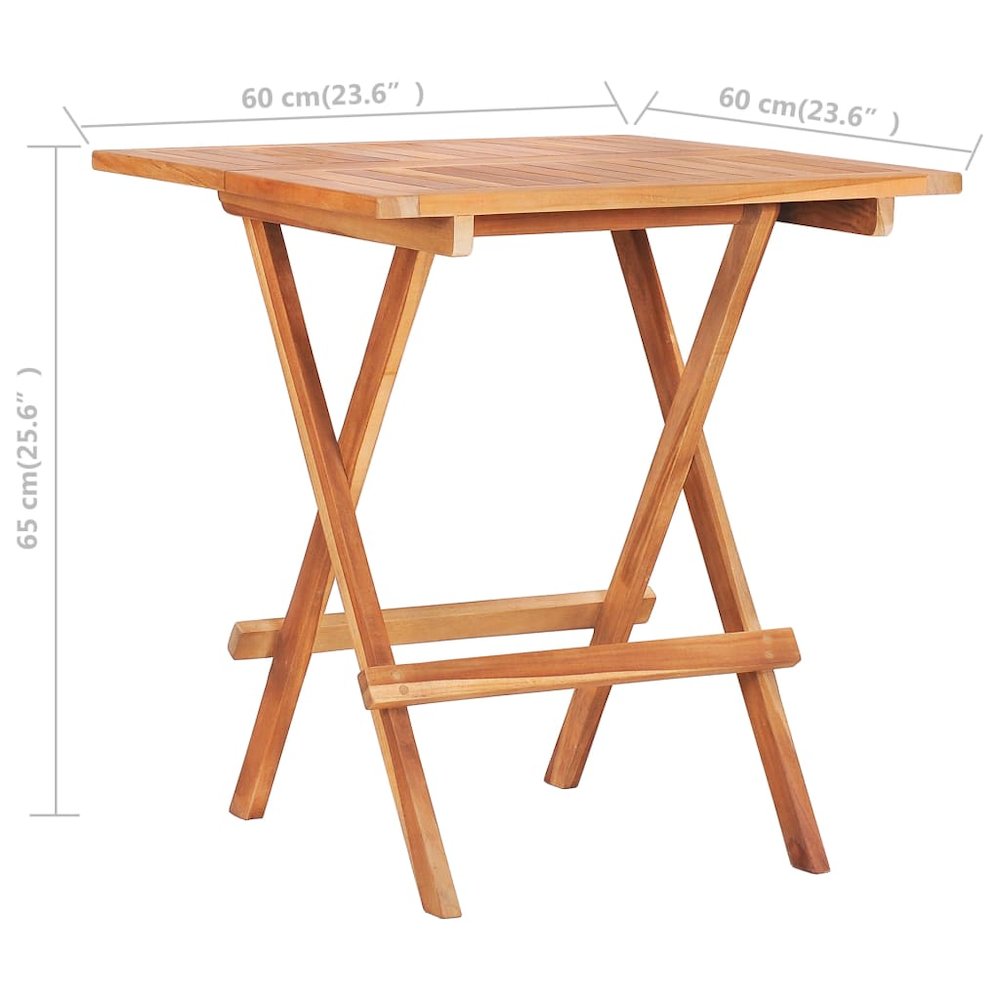 Bistro Table Natural Teak Solid teak wood 23.6x23.6x25.6 in. Picture 7
