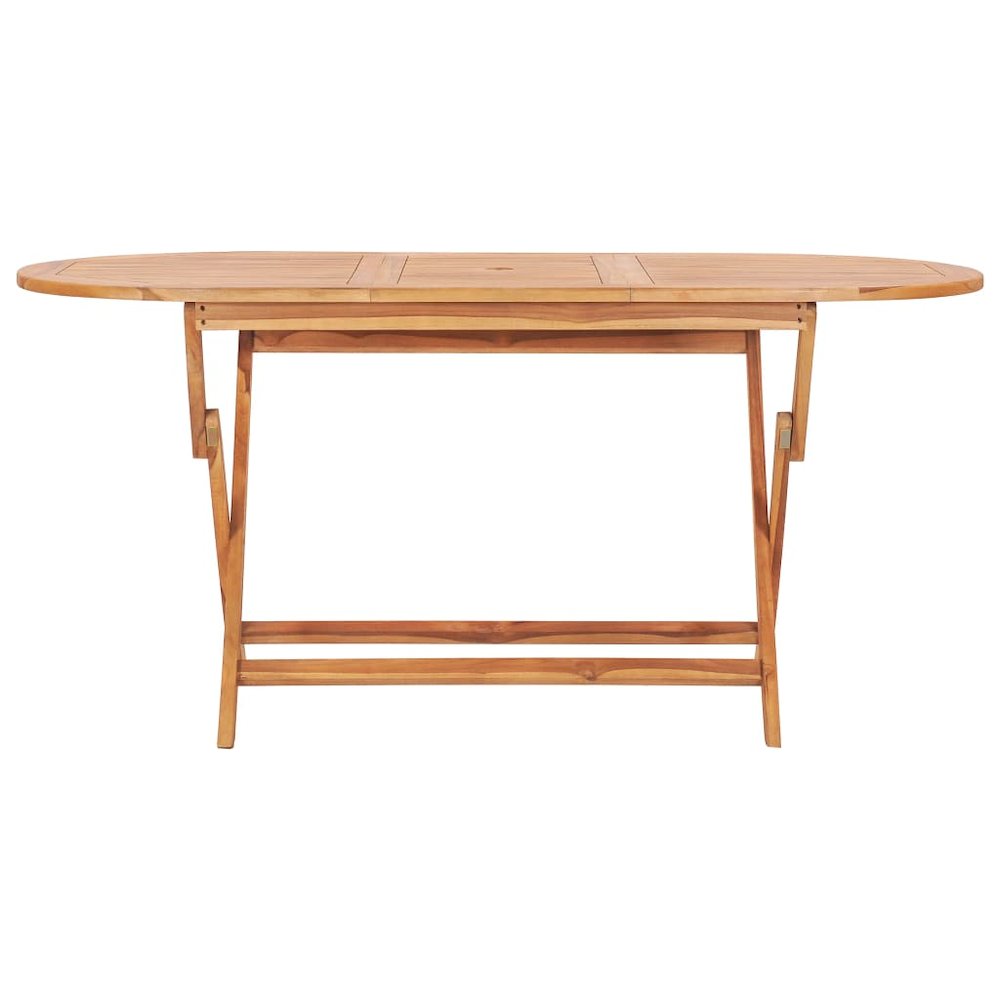 vidaXL Folding Garden Table 62.9"x31.4"x29.5" Solid Teak Wood, 48998. Picture 2