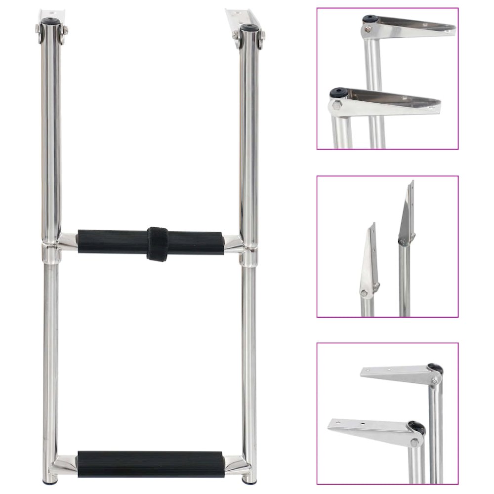 vidaXL Folding Boarding Ladder 2-step Stainless Steel, 92373. Picture 1