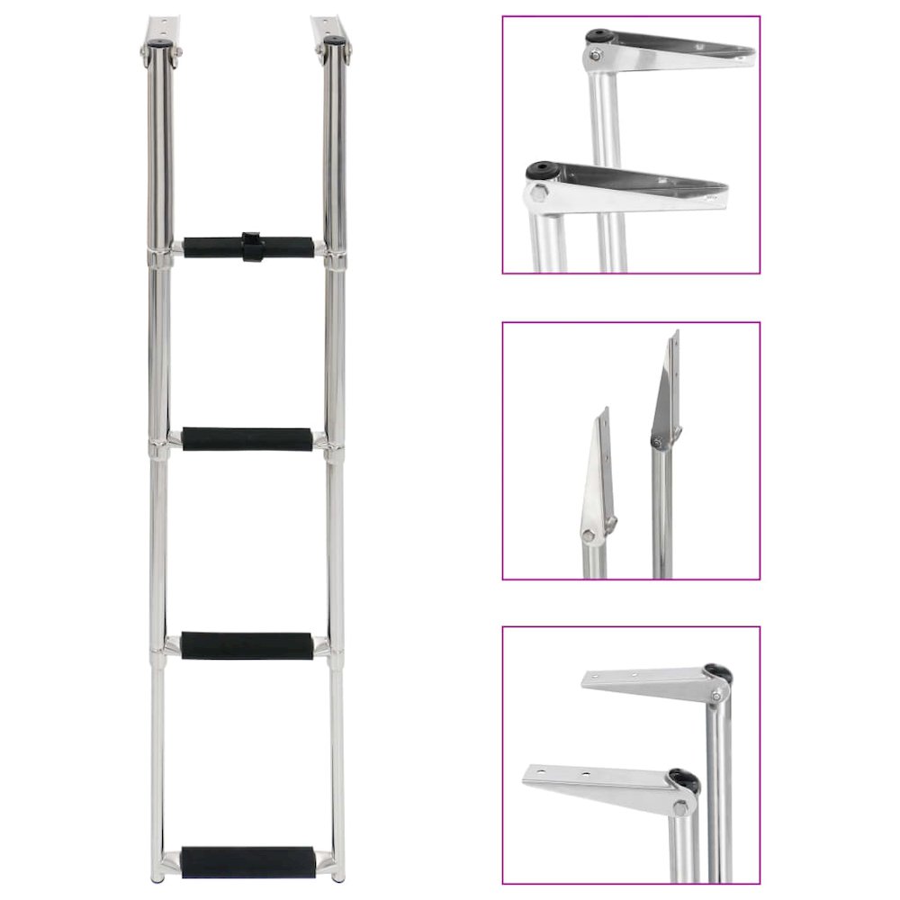 vidaXL Folding Boarding Ladder 4-step Stainless Steel, 92375. Picture 1