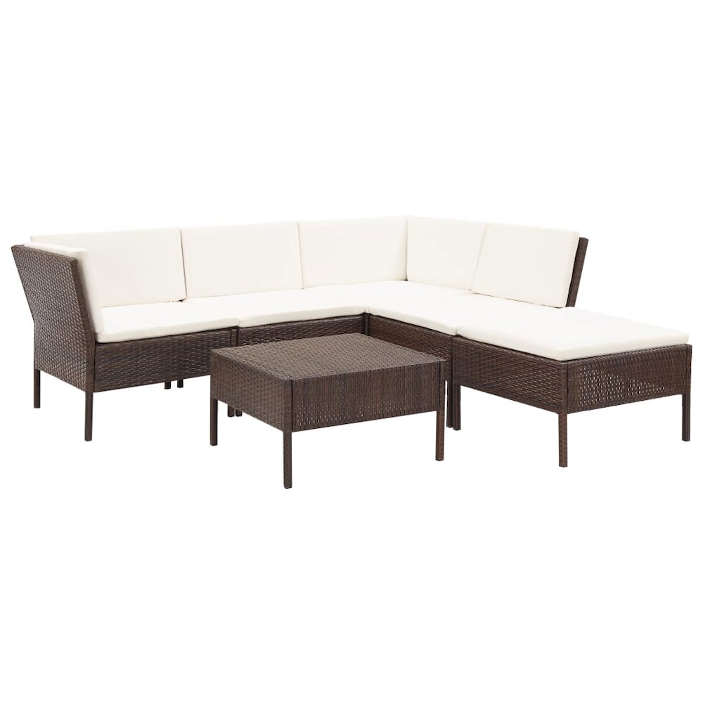 Garden Lounge Set Brown, Cream White. Picture 1