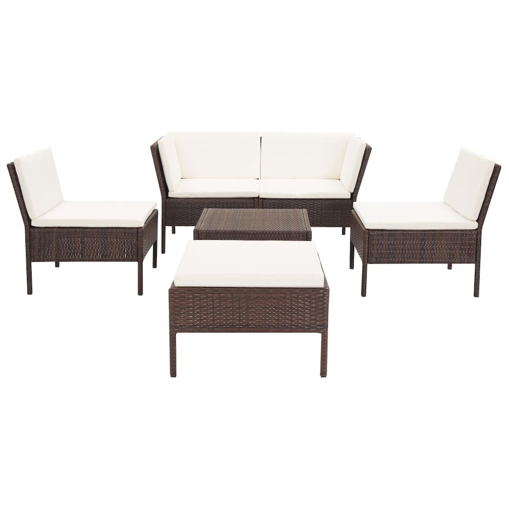 Garden Lounge Set Brown, Cream White. Picture 2
