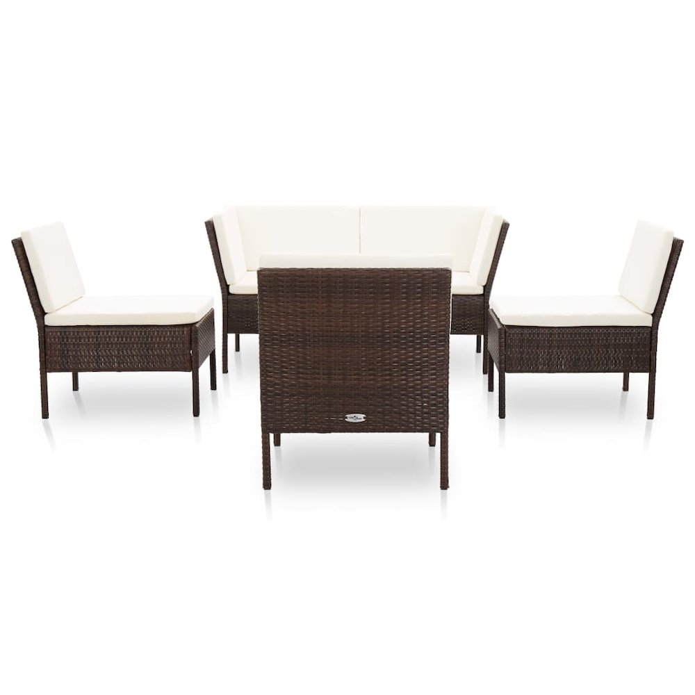 Garden Lounge Set Brown, Cream White. Picture 2