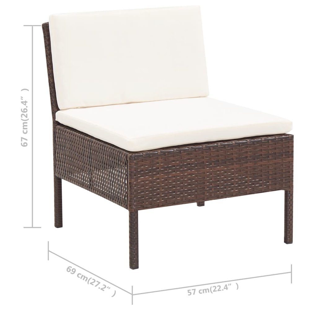 Garden Lounge Set Brown PE rattan Compact Modular. Picture 11