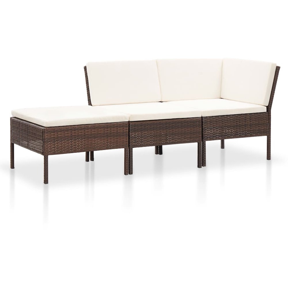 Garden Lounge Set Brown,Cream White. Picture 1