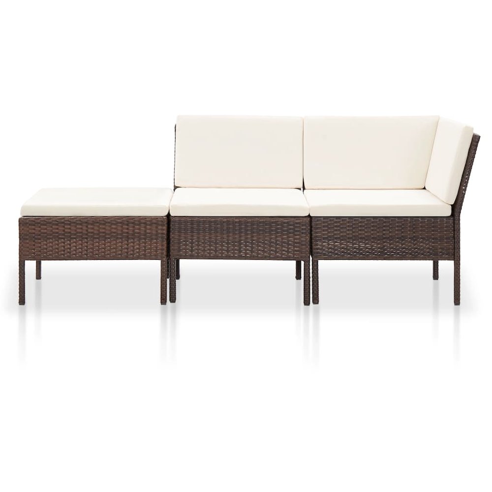 Garden Lounge Set Brown,Cream White. Picture 2
