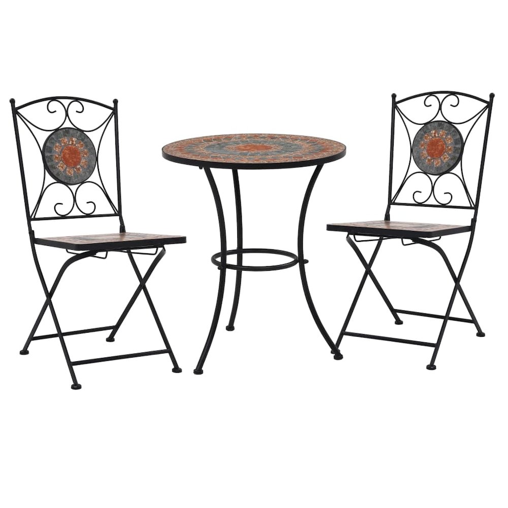 Mosaic Bistro Set Terracotta, Gray, Orange. Picture 1