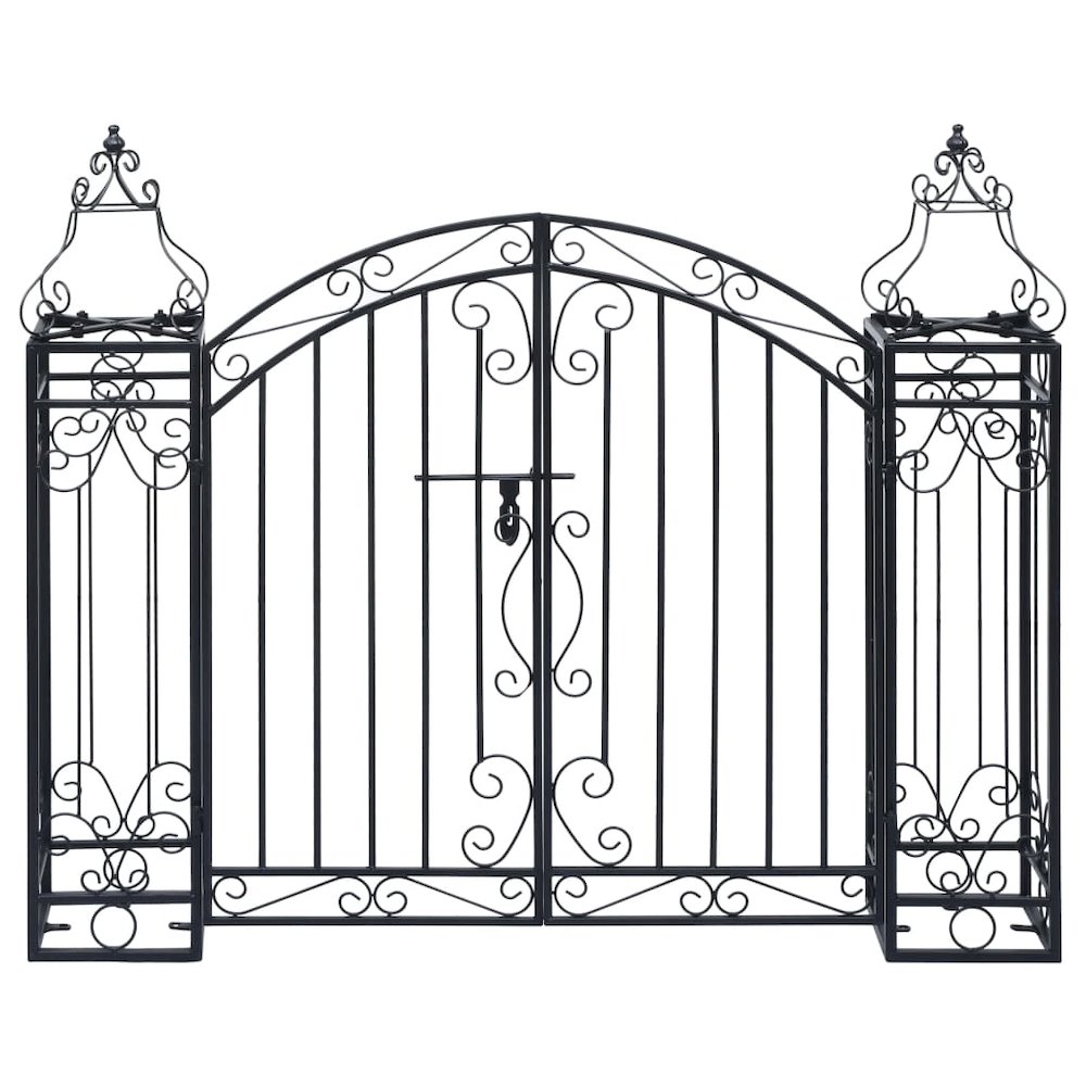 Garden Gate Black Wrought iron Medium Durable Garden Gate. Picture 1