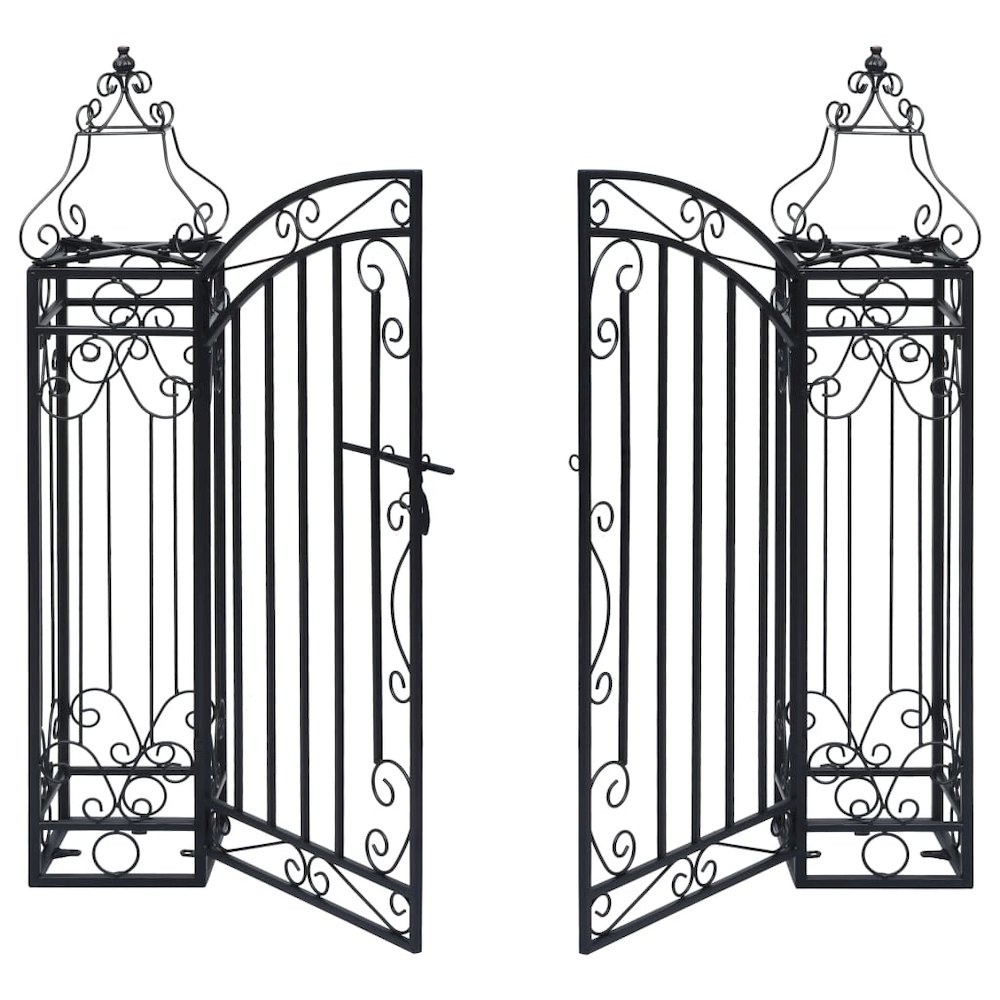 Garden Gate Black Wrought iron Medium Durable Garden Gate. Picture 3
