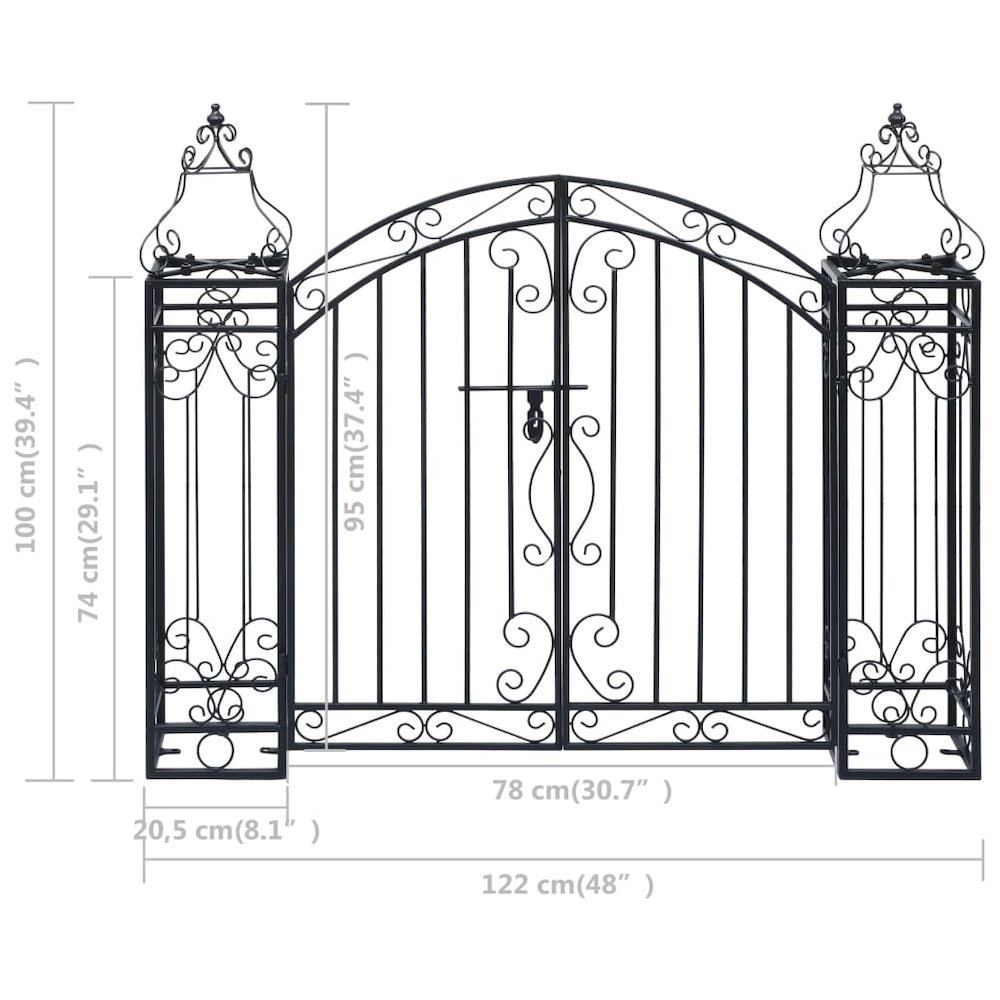 Garden Gate Black Wrought iron Medium Durable Garden Gate. Picture 6