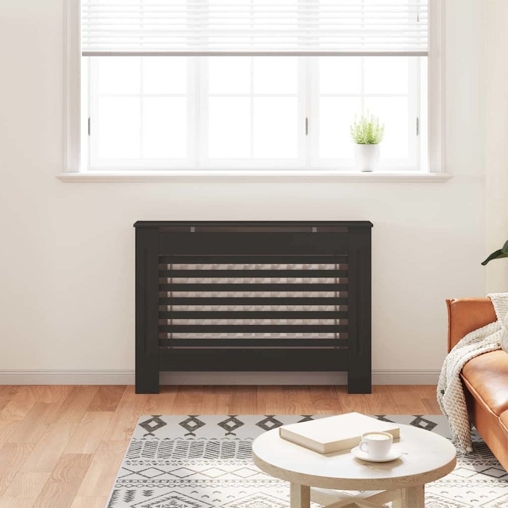 Radiator Cover Black 44.1"x7.5"x32.1" MDF. Picture 3