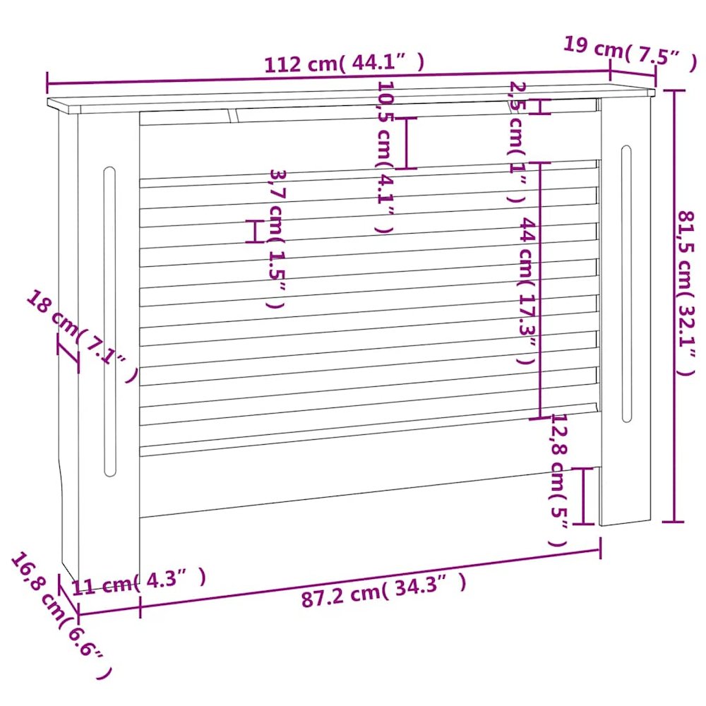 Radiator Cover Black 44.1"x7.5"x32.1" MDF. Picture 10