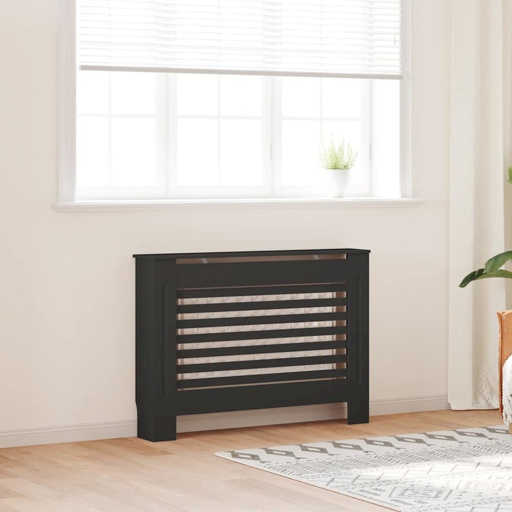 Radiator Cover Black 44.1"x7.5"x32.1" MDF. Picture 2
