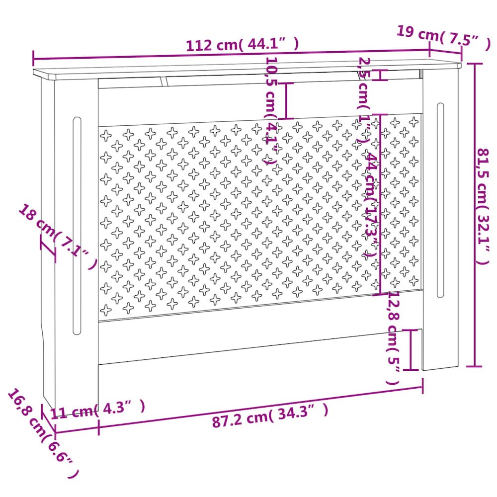 vidaXL Radiator Cover Anthracite 44.1"x17.5"x31.9" MDF, 288191. Picture 8