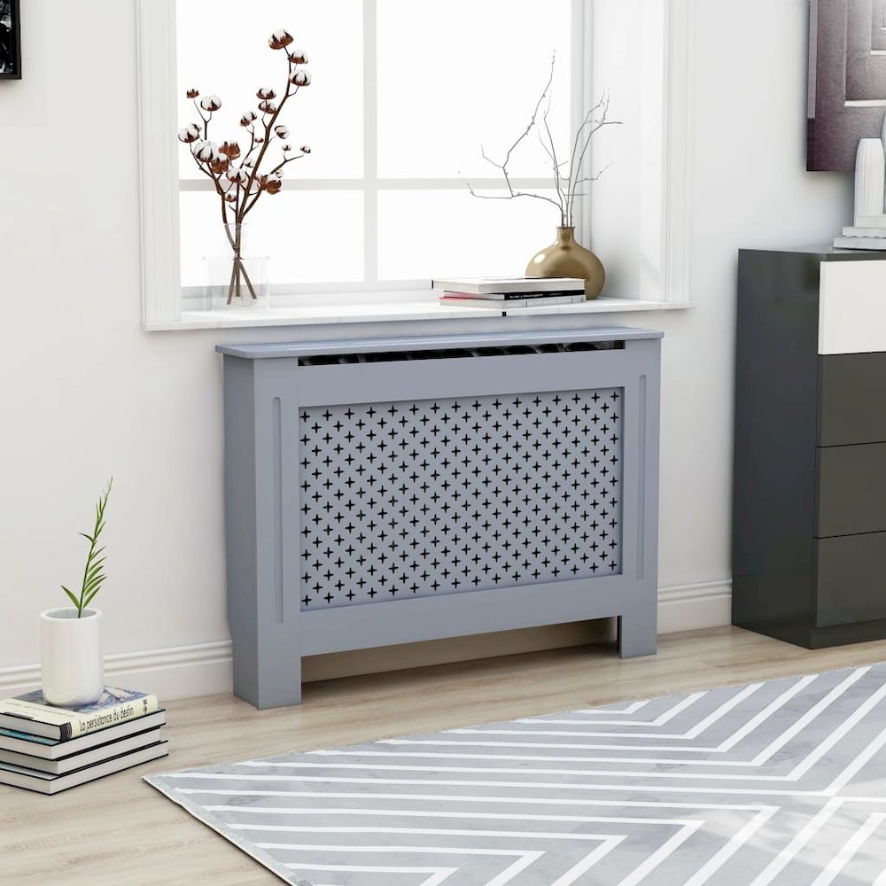 vidaXL Radiator Cover Anthracite 44.1"x17.5"x31.9" MDF, 288191. Picture 1