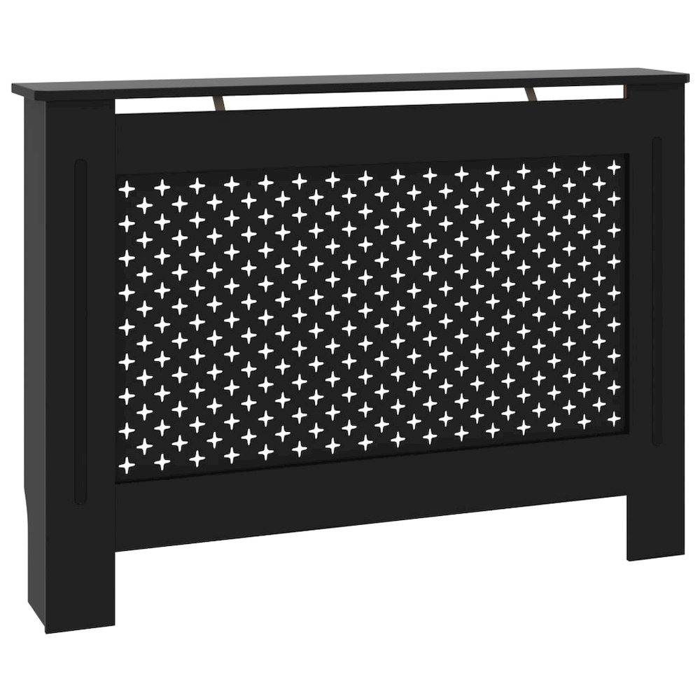vidaXL Radiator Cover Black 44.1"x17.5"x31.9" MDF, 288192. Picture 2