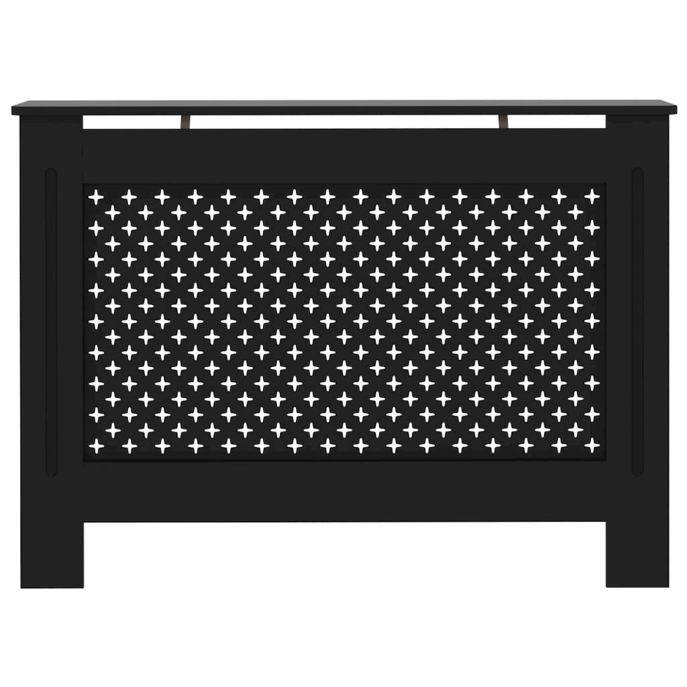 vidaXL Radiator Cover Black 44.1"x17.5"x31.9" MDF, 288192. Picture 3