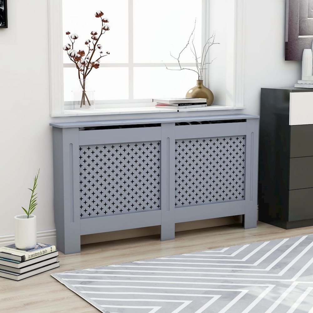 vidaXL Radiator Cover Anthracite 59.8"x17.5"x31.9" MDF, 288194. Picture 1
