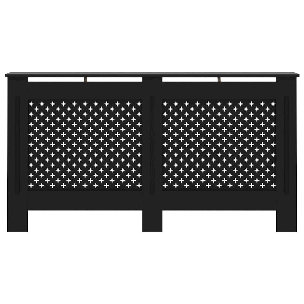 vidaXL Radiator Cover Black 59.8"x17.5"x31.9" MDF, 288195. Picture 3