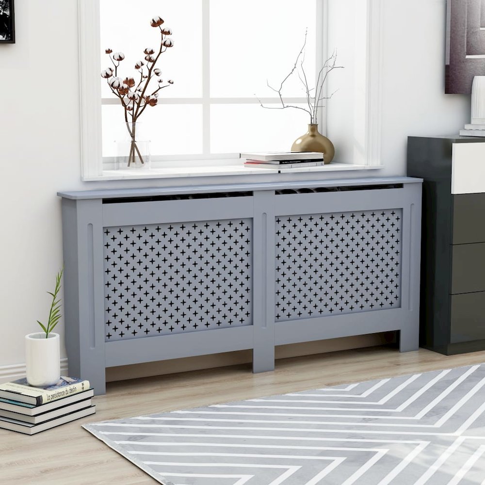 vidaXL Radiator Cover Anthracite 67.7"x17.5"x31.9" MDF. Picture 8