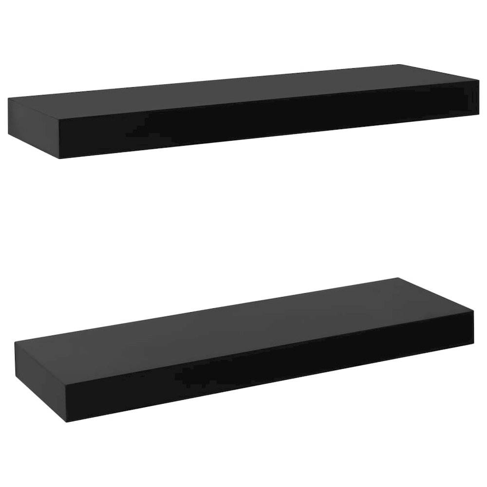 Wall Mounted Shelf Set of 2 Black MDF 15.7 x 7.9 x 1.5 in. Picture 2