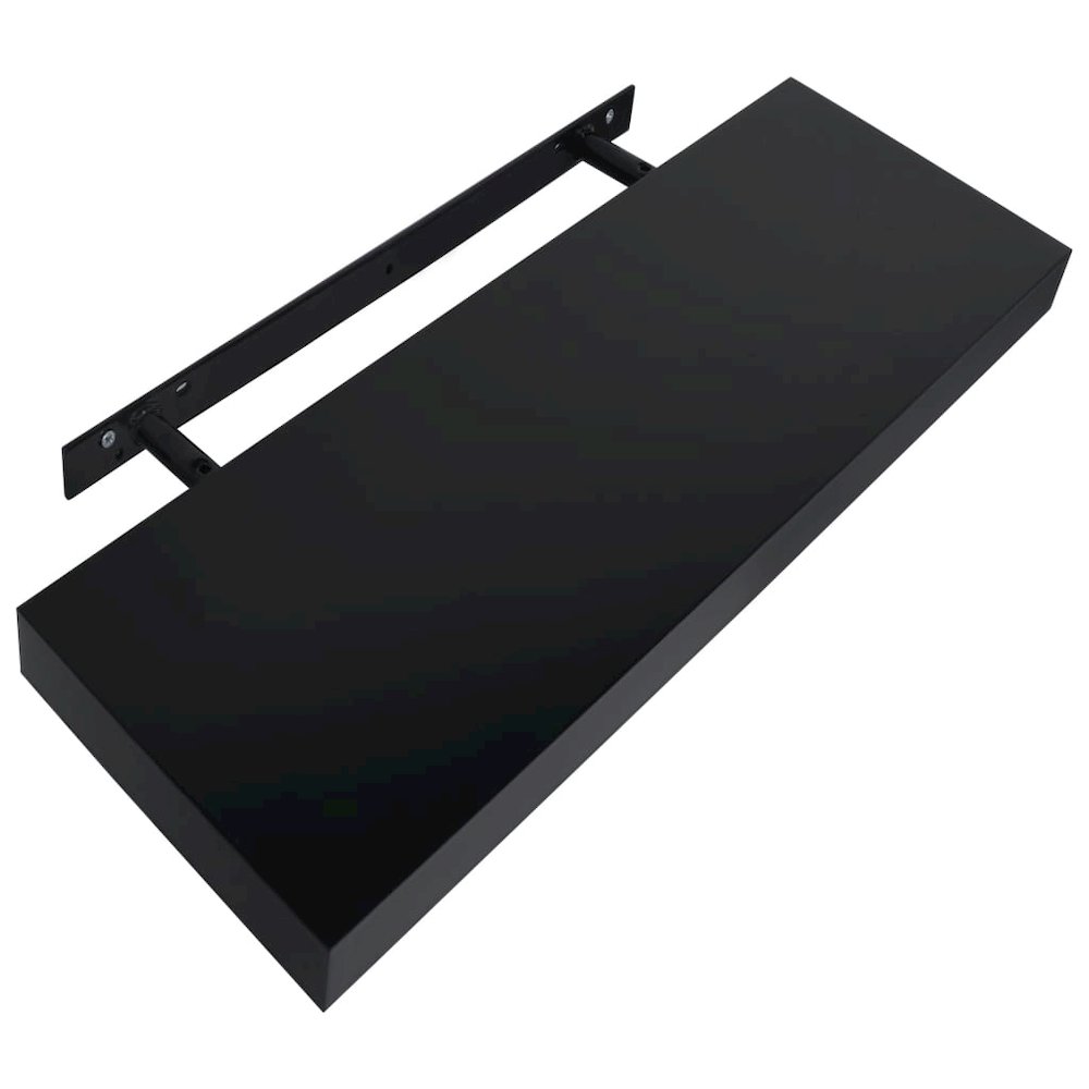 Wall Mounted Shelf Set of 2 Black MDF 15.7 x 7.9 x 1.5 in. Picture 4