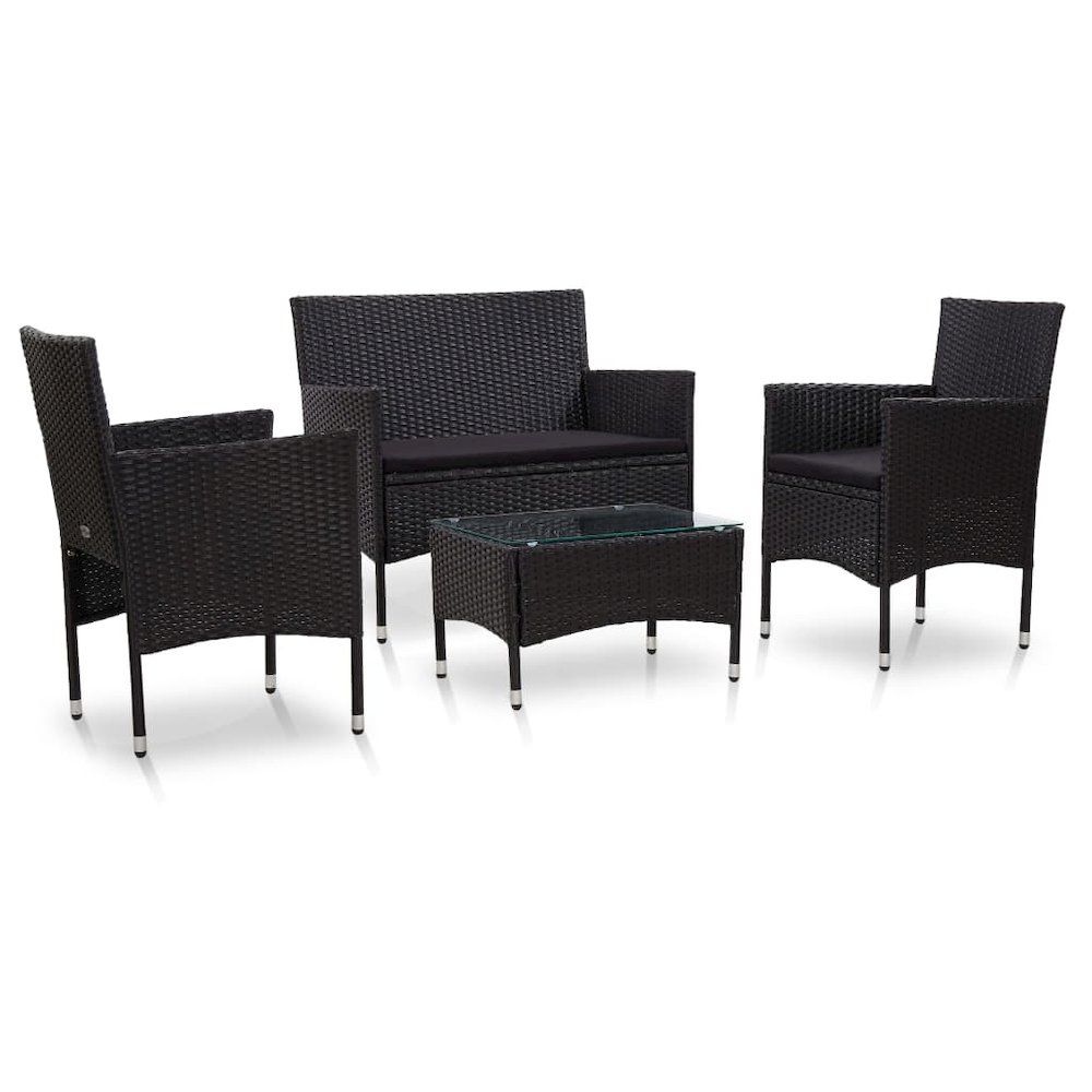 Garden Sofa Set Black PE rattan Removable Covers Garden Sofa Set. Picture 1