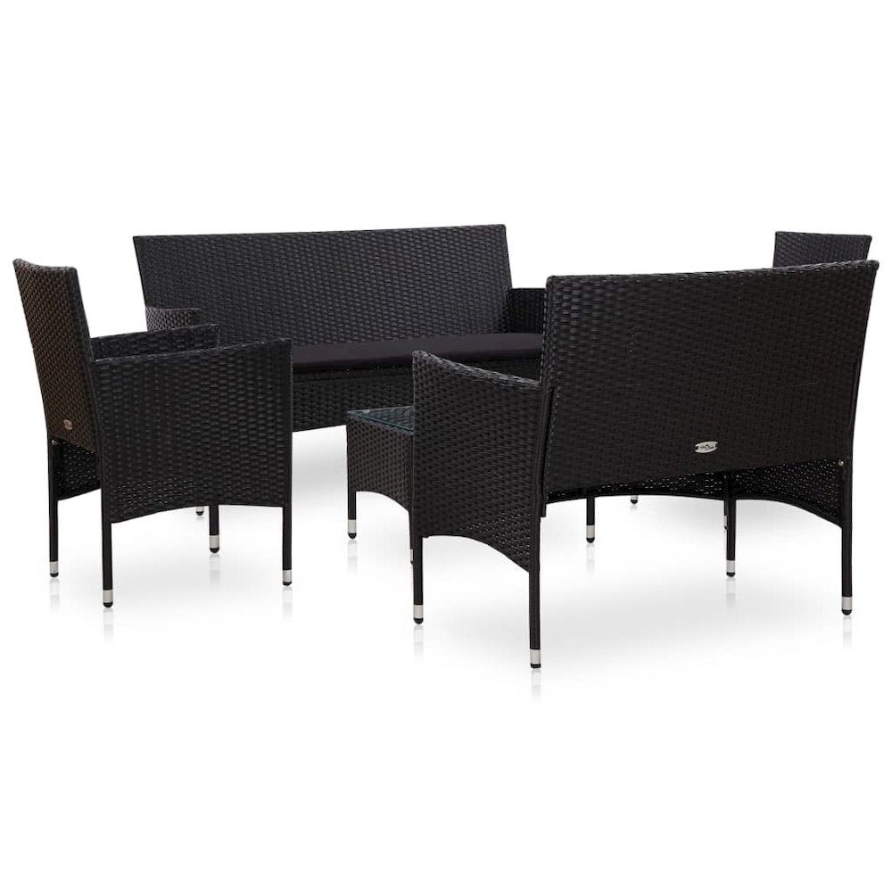 Sofa Set Black PE (polyethylene) rattan Medium Removable Covers. Picture 2
