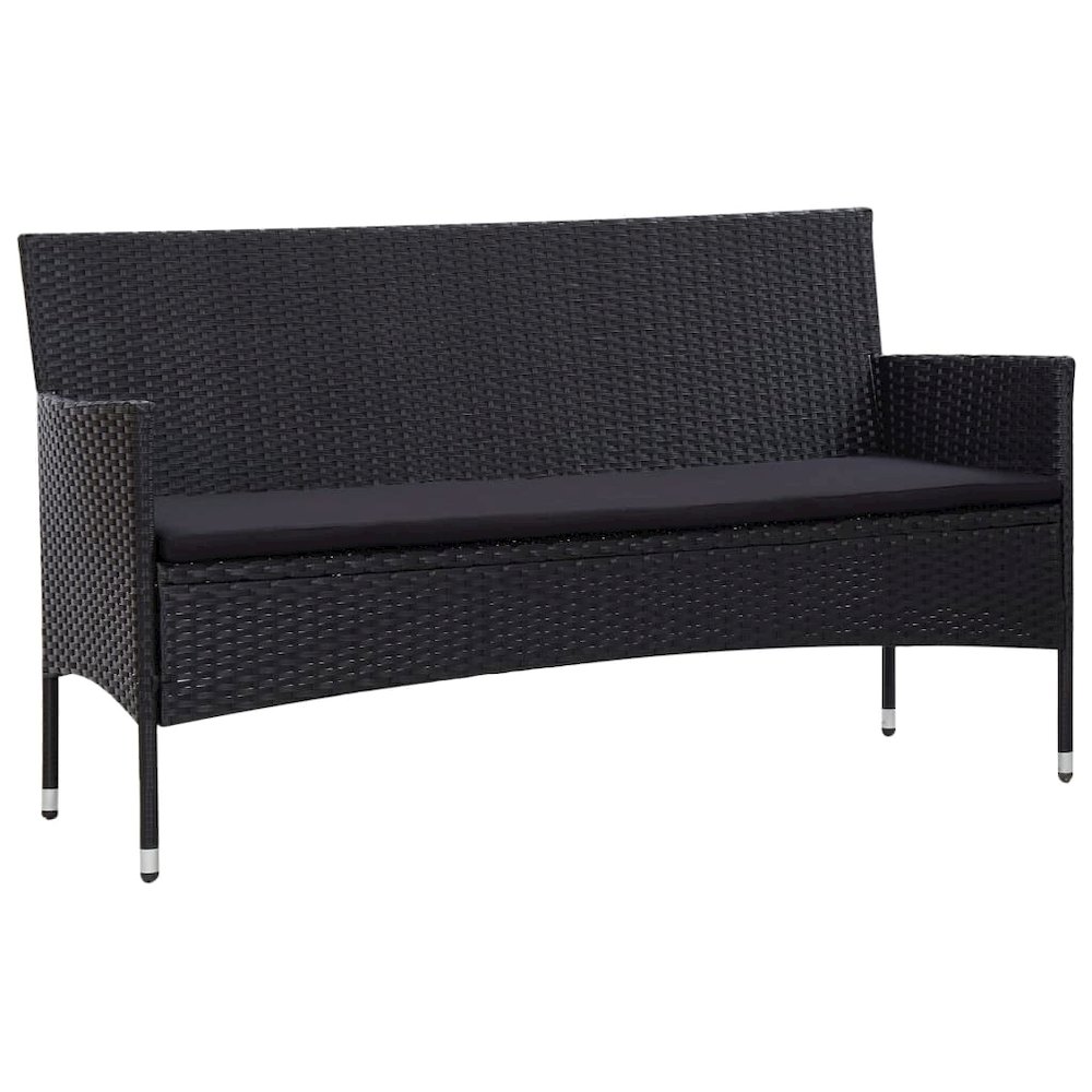 Sofa Set Black PE (polyethylene) rattan Medium Removable Covers. Picture 3