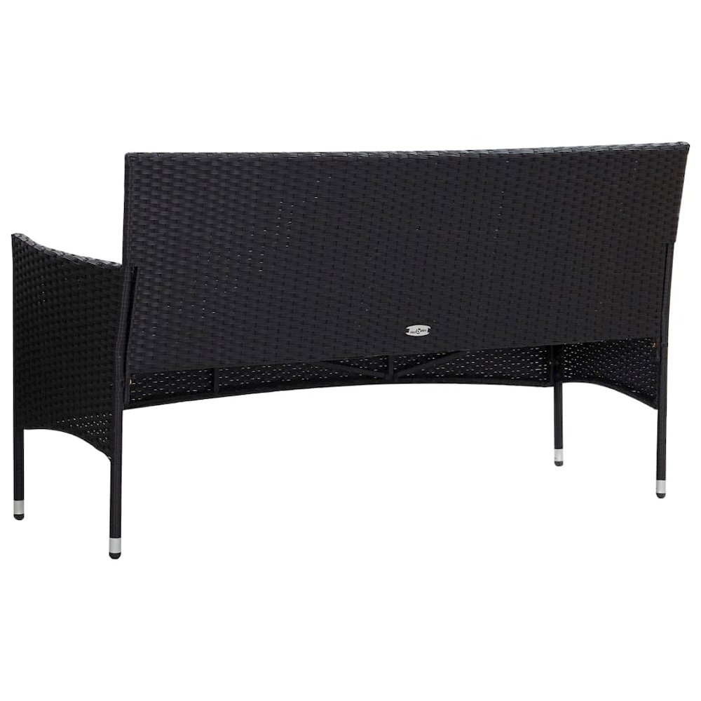 Sofa Set Black PE (polyethylene) rattan Medium Removable Covers. Picture 4