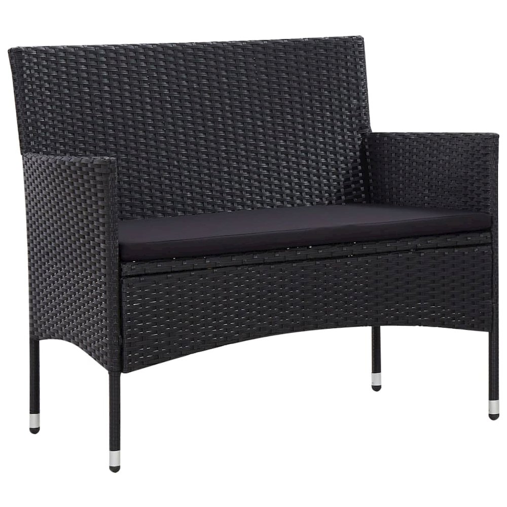 Sofa Set Black PE (polyethylene) rattan Medium Removable Covers. Picture 5