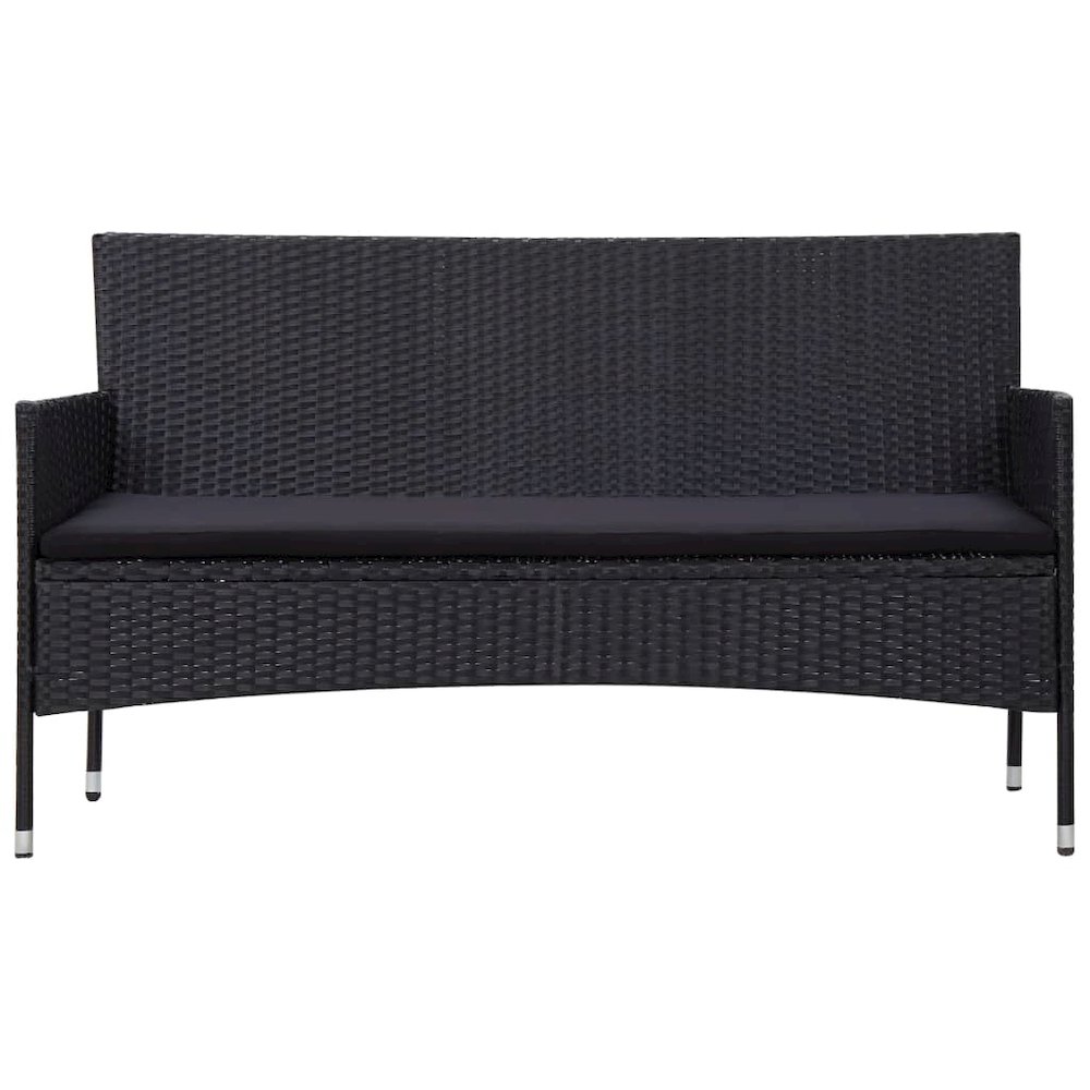 Sofa Set Black PE (polyethylene) rattan Medium Removable Covers. Picture 9
