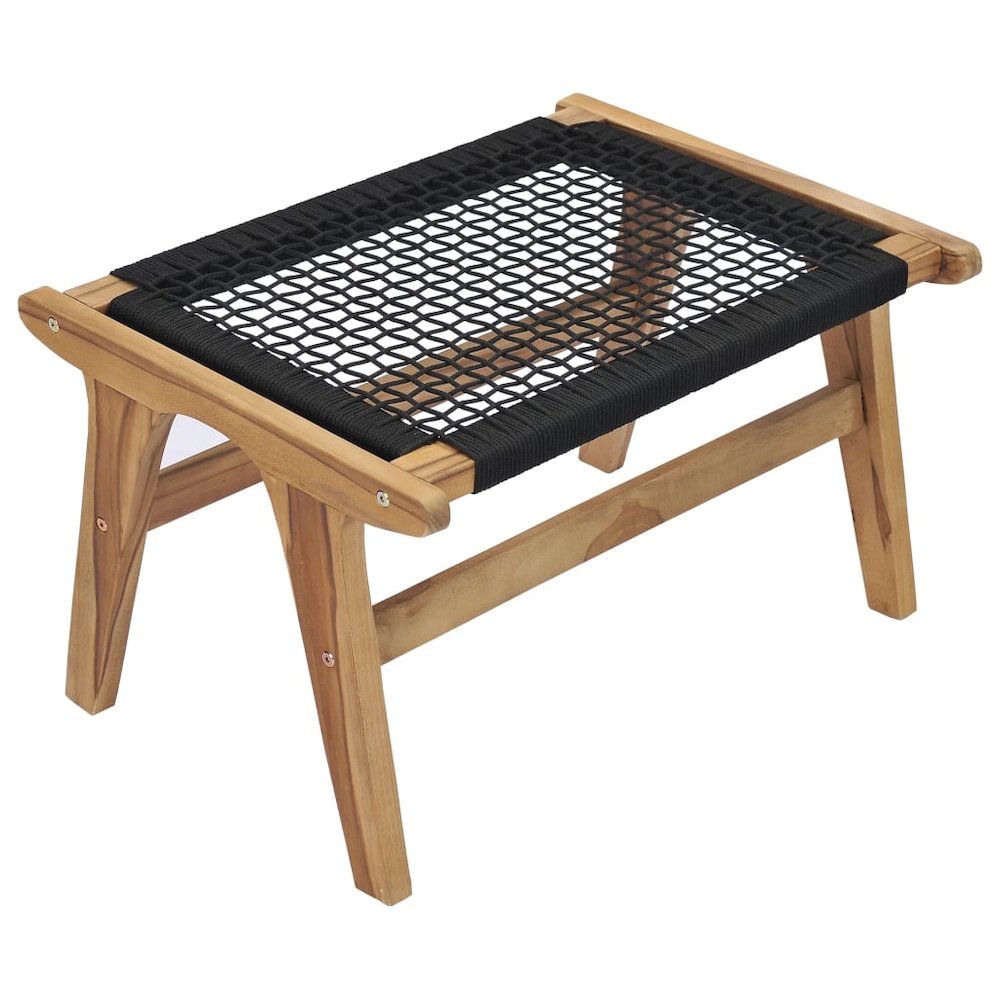 Sun Lounger Natural wood and black Premium sanded teak hardwood. Picture 11
