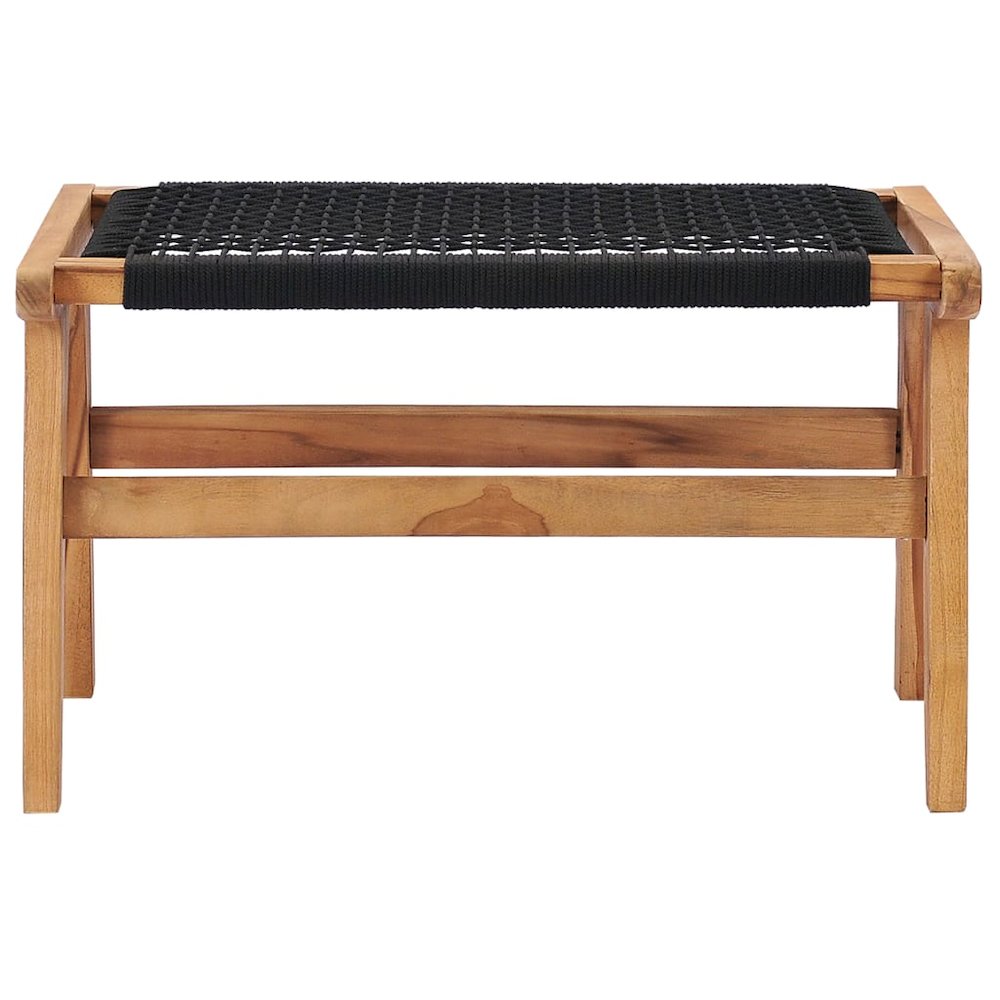 Sun Lounger Natural wood and black Premium sanded teak hardwood. Picture 12