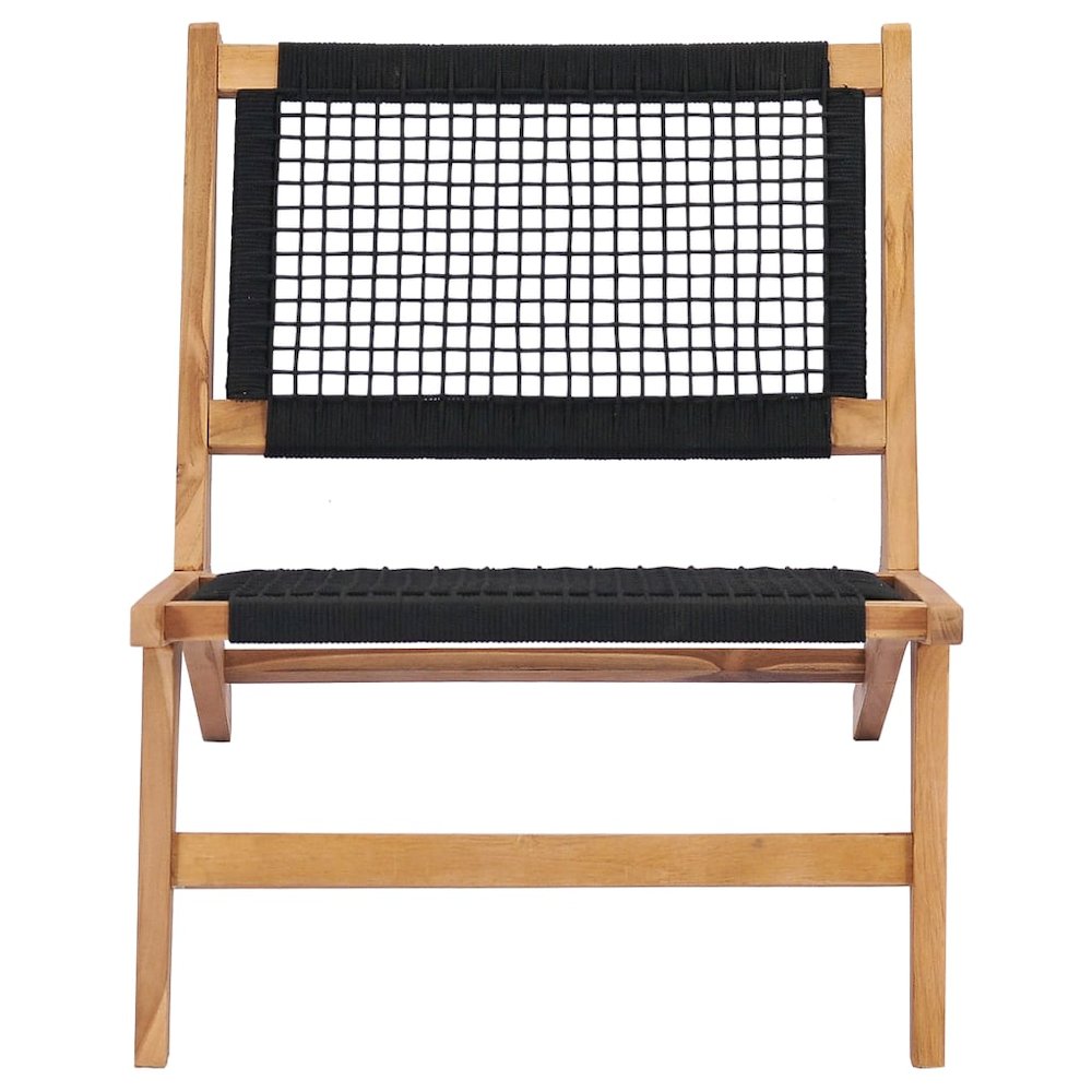 Sun Lounger Natural wood and black Premium sanded teak hardwood. Picture 6