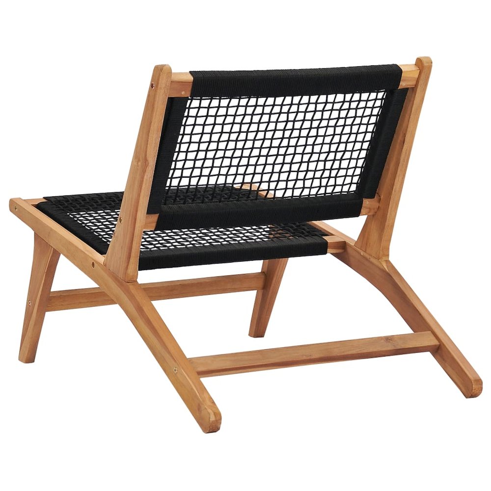 Sun Lounger Natural wood and black Premium sanded teak hardwood. Picture 7